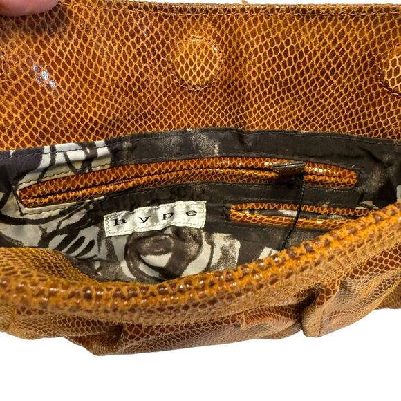 Hype Vadim Brown Women's Leather Purse Clutch Reptile Magnetic Closure - Picture 4 of 8